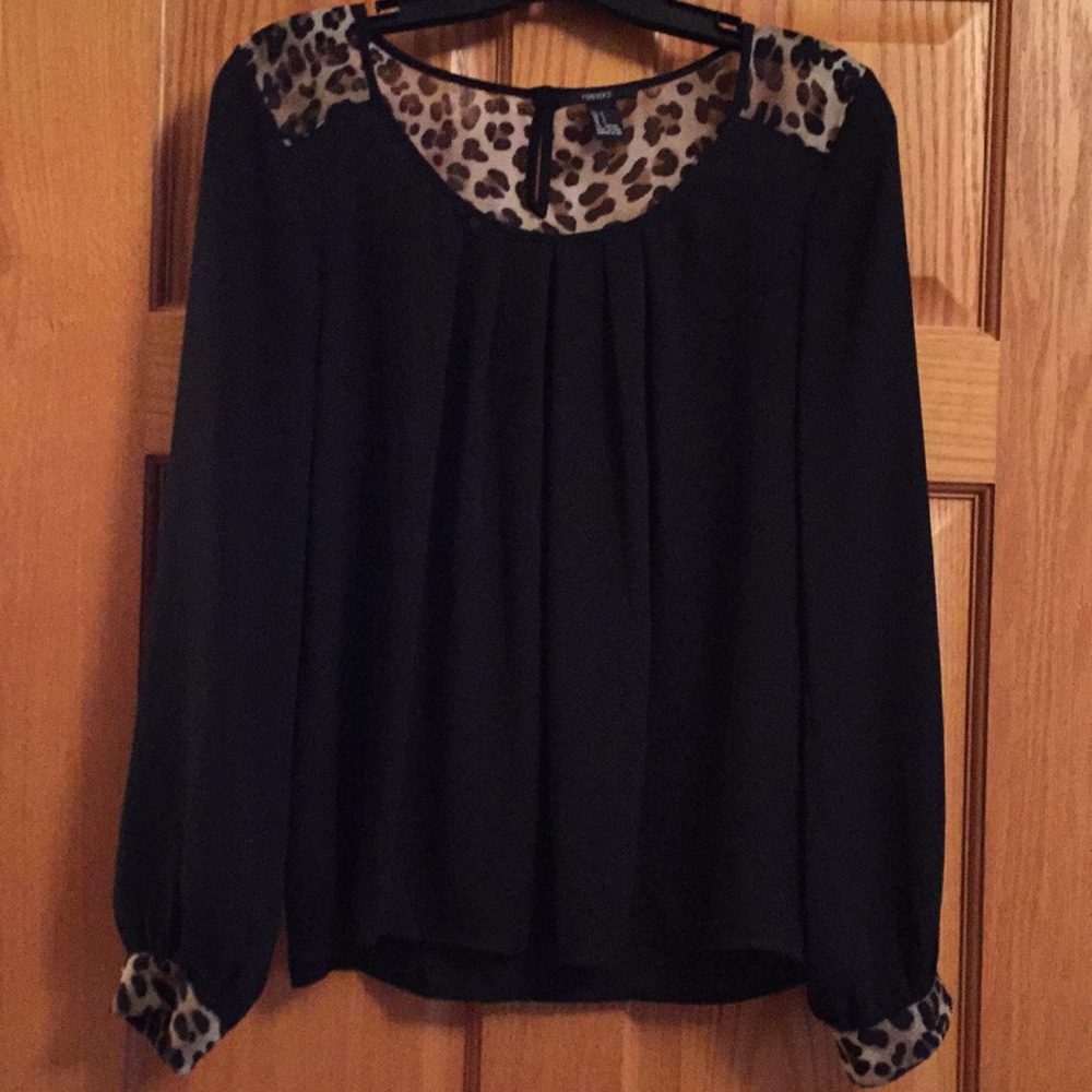 Cheetah Print on Black Top